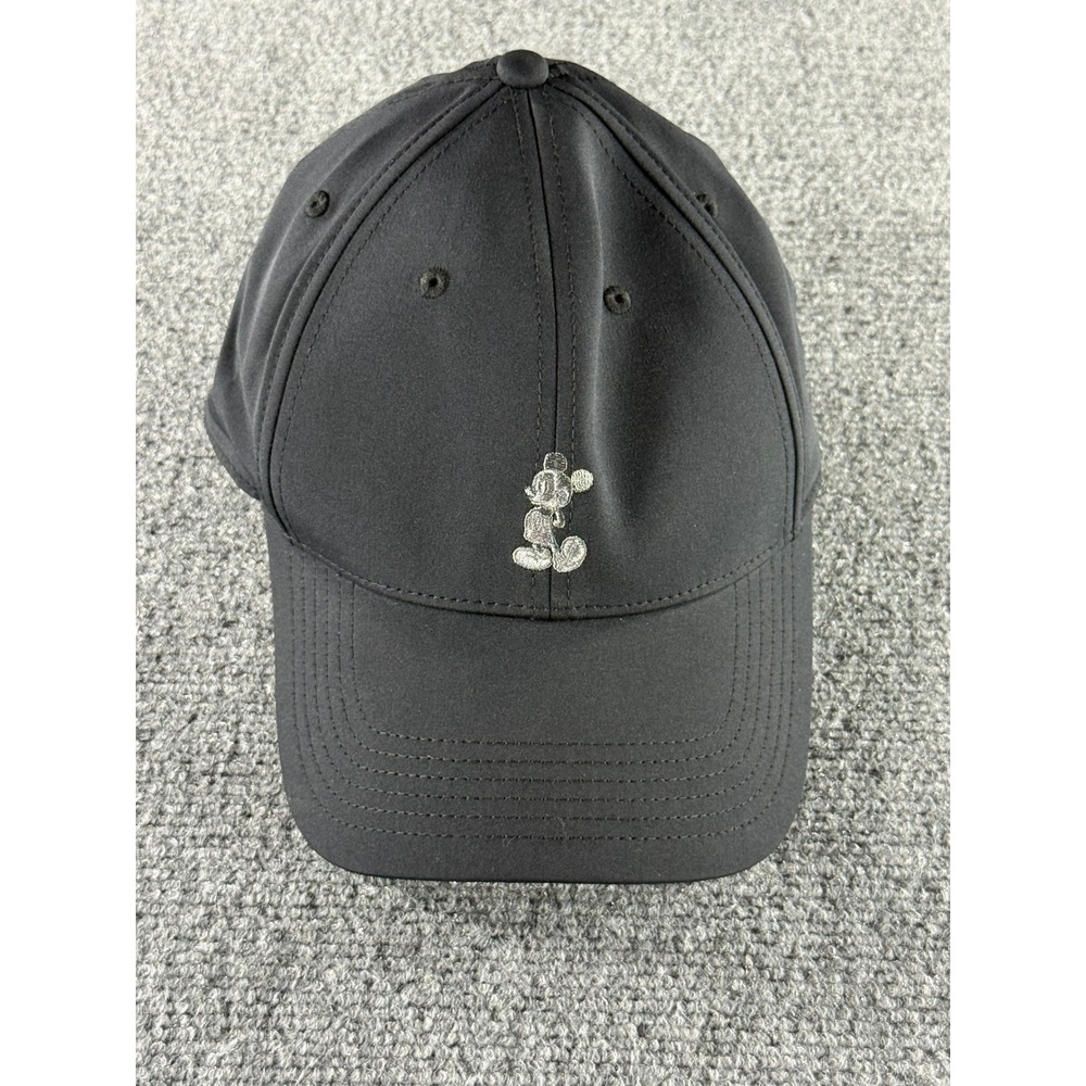 Disney Store Mickey Mouse Black Baseball Cap Adjustable Hat Silver Embroidery